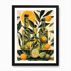 Olive Oil & Citrus Fruits Art Deco Art Print