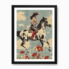 Cowgirl Riding A Horse Art Print