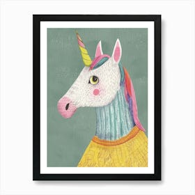 Pastel Storybook Style Unicorn In A Knitted Jumper 1 Art Print