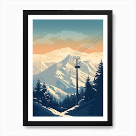 Snowbird Ski Resort   Utah, Usa, Ski Resort Illustration 0 Simple Style Art Print