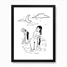 Moonlit Bath Art Print