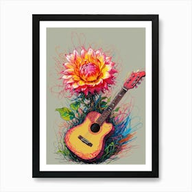 Dahlia And Guitar Art Print