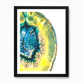 Blue and Yellow Agate Geode Art Print