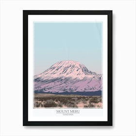 Mount Meru Tanzania Color Line Drawing 8 Poster Art Print