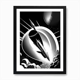 Rocket Noir Comic Space Art Print