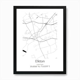 Elkton,United States Minimalist Map Art Print