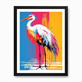 Andy Warhol Style Bird Crane 2 Art Print