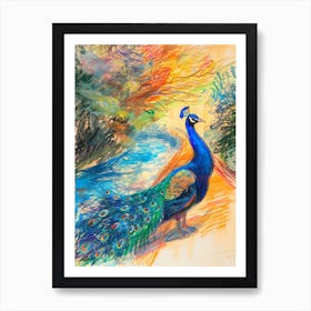 Loose Lines Peacock Portrait 2 Art Print