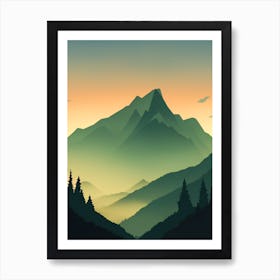 Misty Mountains Vertical Composition In Green Tone 29 Art Print