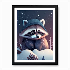 Snowy Raccoon Art Print