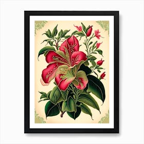 Mandevilla 1 Floral Botanical Vintage Poster Flower Art Print