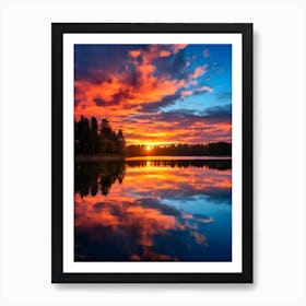 Lake Reflecting the Sunset Art Print