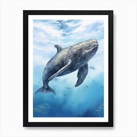 Storybook Illustration Of Whale 2 Art Print