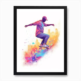 Skateboarding In Moscow, Russia Gradient Illustration 3 Art Print