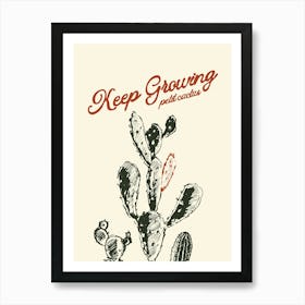 Keep Growing Cactus Botanical Poster, Desert Plants Wall Art, Saguaro Cowboy Art, Mexico Printable Art Print