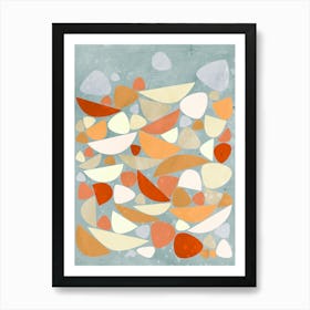 Sea Bed Abstract Orange Cream Peach Sea Foam Green Art Print