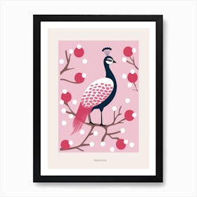 Minimalist Peacock 1 Bird Poster Art Print