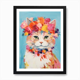 Ragamuffin Cat With A Flower Crown Painting Matisse Style 4 Art Print