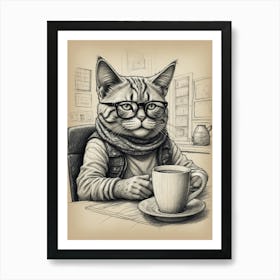 Cat With Glasses Canvas Print Art Print