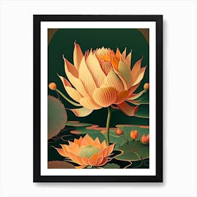 Early Lotus Retro Illustration 1 Art Print