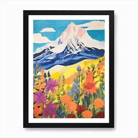 Mount Foraker United States 1 Colourful Mountain Illustration Art Print