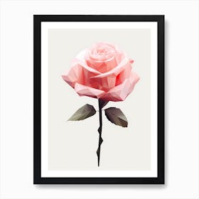 Low Poly Rose Art Print