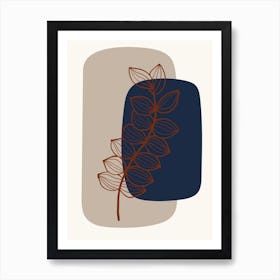 Abstract Shapes And Line Art Foliage 1 Art Print