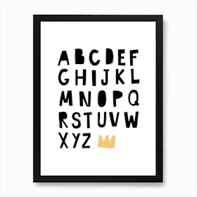 Abc Scandi Kids Alphabet With Crown Art Print