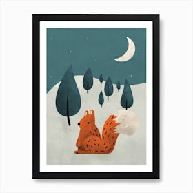 Scandi Squirrel Nursery Print Art Print