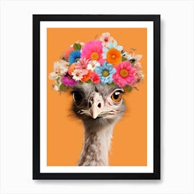 Bird With A Flower Crown Emu 2 Art Print