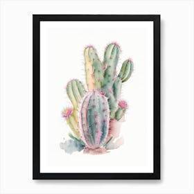 Fishhook Cactus Pastel Watercolour Art Print