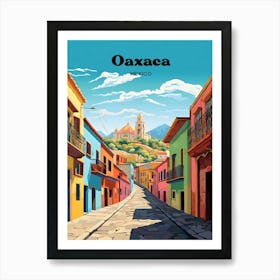 Oaxaca Mexico Cobblestreet Modern Travel Illustration Art Print