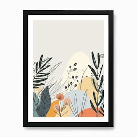 Abstract Background With Plants And Flowers Art Print