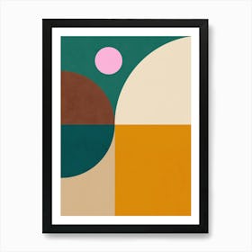 Minimal Mid-Mod Geometry 1/2 Earthy Green Art Print