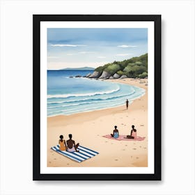 People On The Beach Painting (32) Art Print