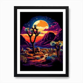 Joshua Tree In Rocky Mountains In Retro Illustration Style (2) Art Print