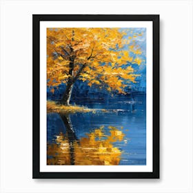 Autumn Tree By The Lake Art Print