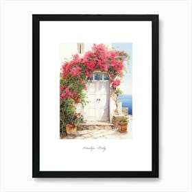 Amalfi, Italy   Mediterranean Doors Watercolour Painting 8 Poster Art Print