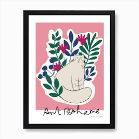 Art Boheme Pink, Flower Art Print