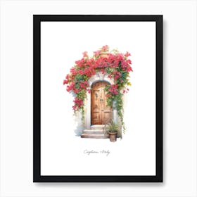 Cagliari, Italy   Mediterranean Doors Watercolour Painting 1 Poster Art Print