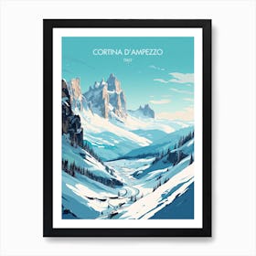 Poster Of Cortina D Ampezzo   Italy, Ski Resort Illustration 1 Art Print