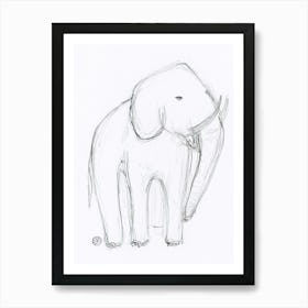 Elephant - minimal sketch drawing line pencil animal Anton Maliar kids children Art Print