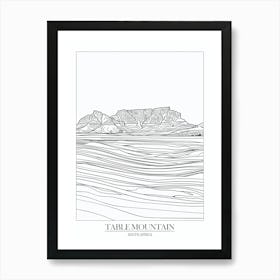 Table Mountain South Africa Line Drawing 6 Poster Art Print