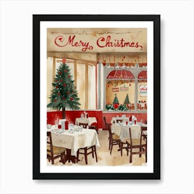 Merry Christmas Restaurant Art Print