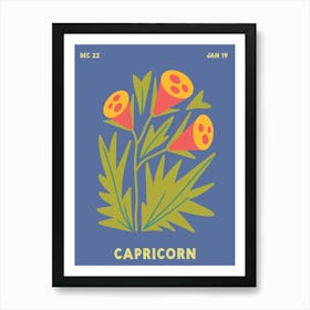 Capricorn Print Zodiac Poster Astrology Wall Decor Flower Market Botanical Art Print