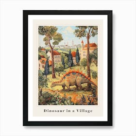 Dinosaur In An Ancient Village 1 Poster Art Print