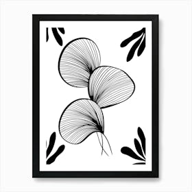 Abstract Black And White Leaves Art Print