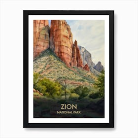 Zion National Park Vintage Travel Poster 3 Art Print