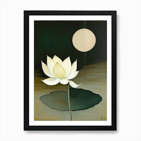 Lotus And Moon Symbol Abstract Painting Art Print