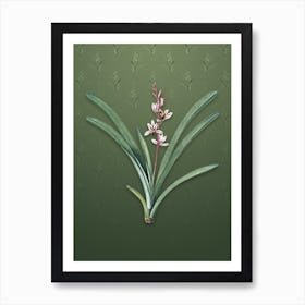 Vintage Boat Orchid Botanical on Lunar Green Pattern n.1446 Art Print